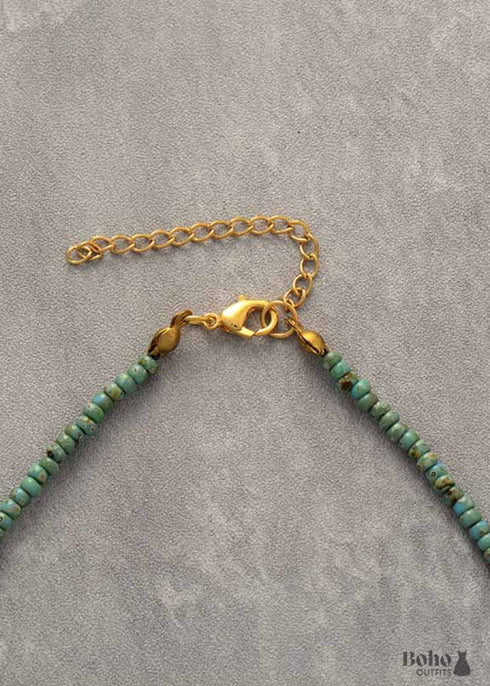 Boho Necklace, Seed Beads, Amazonite and Lapis